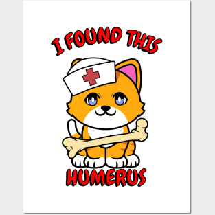 Funny orange cat is a nurse Posters and Art